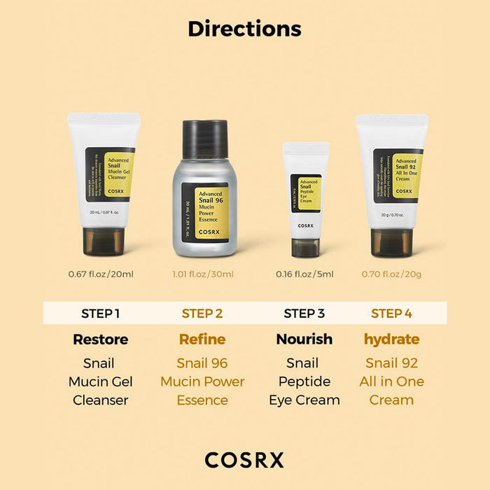COSRX All About Snail Kit (4 Step) Nudie Glow Australia
