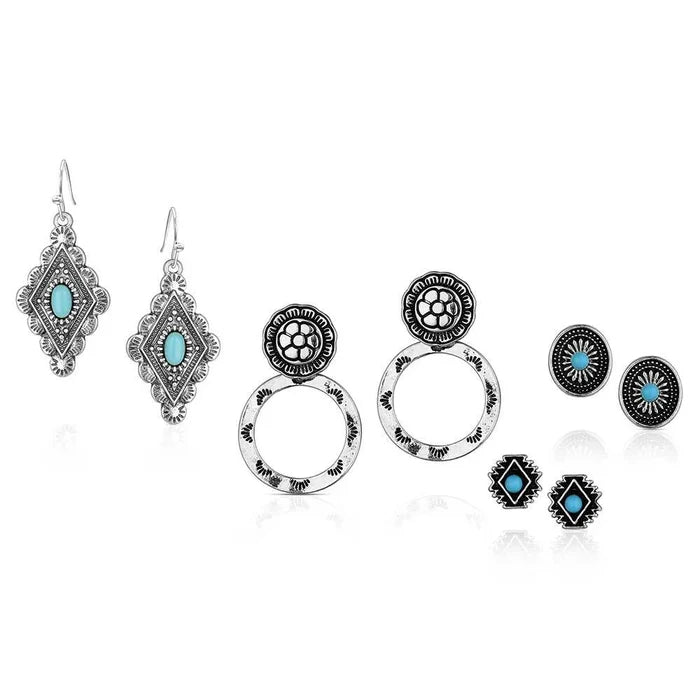 Attitude by Montana Silversmiths Concho Turquoise Earring Set AER6344