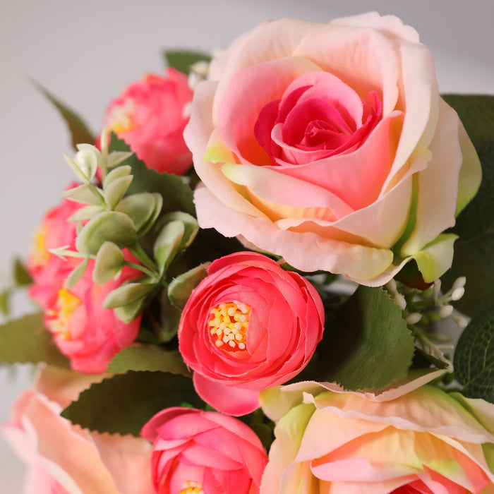 Bulk 7" Small Free-Form Bridal Bouquet in Romantic Pink Rose Bouquet Wholesale