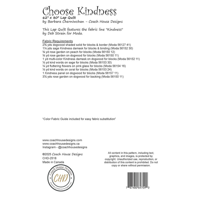 Choose Kindness Downloadable PDF Quilt Pattern