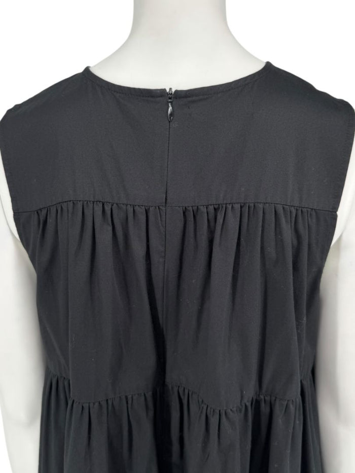 CO Essentials Black Tiered Sleeveless Midi Dress – Size M