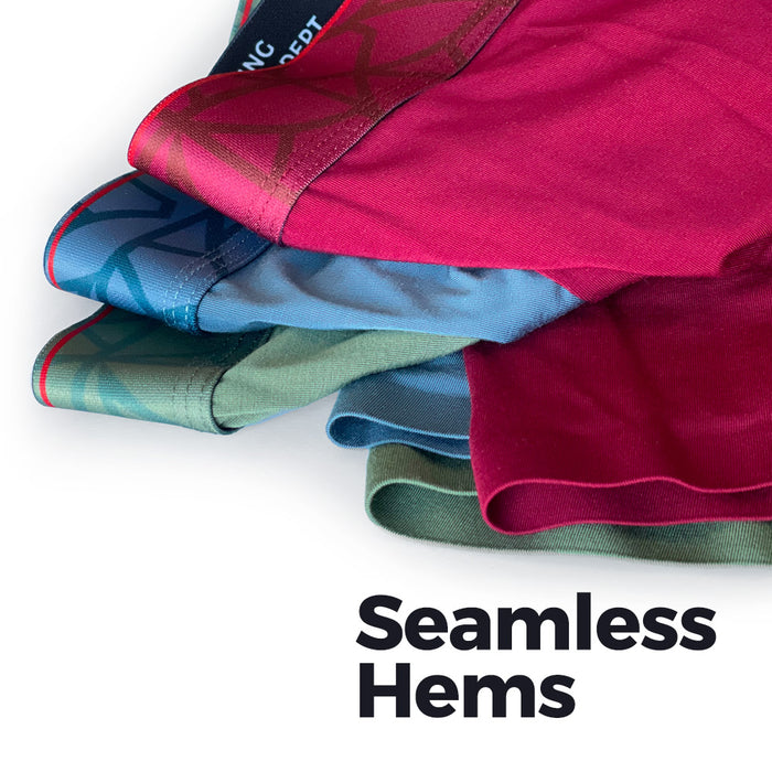 Up close image of the seamless leg hems for the Haleakala line.