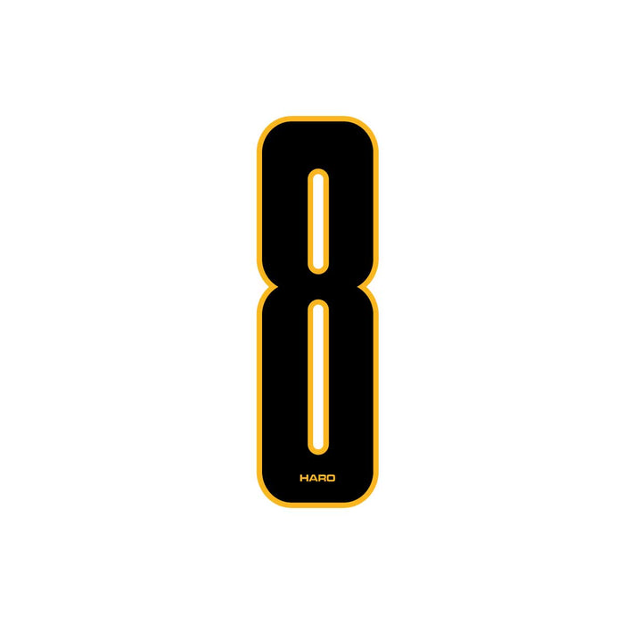 Haro - Stadium plate number #8 decal - Black Yellow