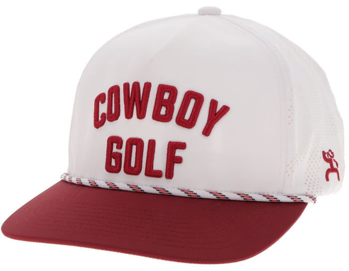 Hooey Red & White Cowboy Golf Snap Back Trucker Ball Cap 2516T-WHRD