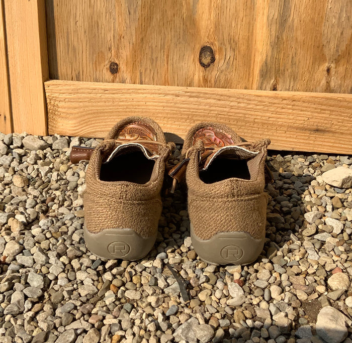 Roper Girl’s Kids Chillin Tan Embossed Floral Moc Casual Shoe 018-1791-2999-Painted Cowgirl Western Store