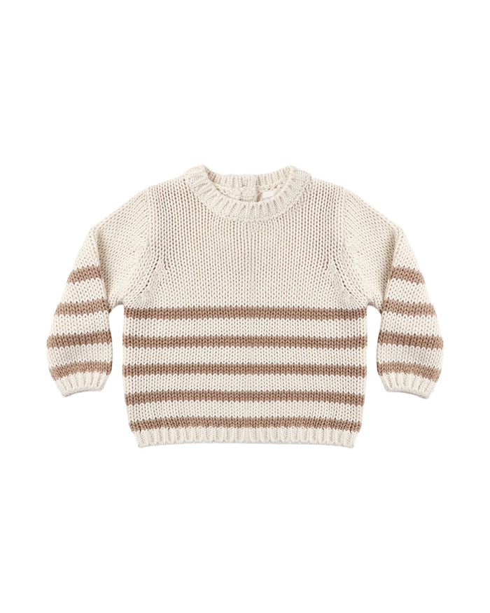 Rex Sweater || Almond Stripe - Wee Bee Baby Boutique