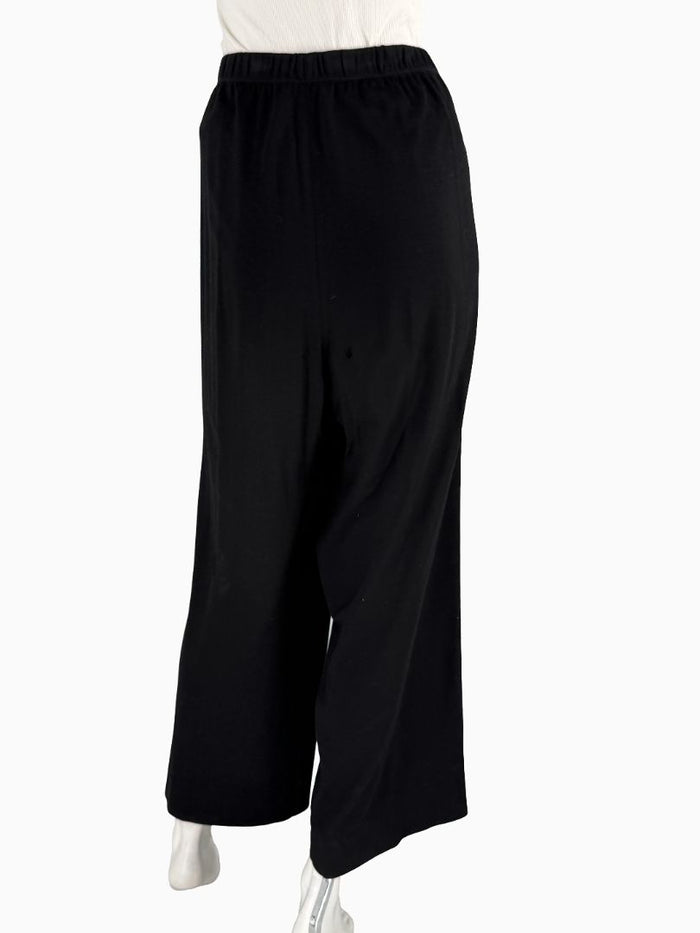 St. John Black Elastic Waist Wide-Leg Pants – Size Large