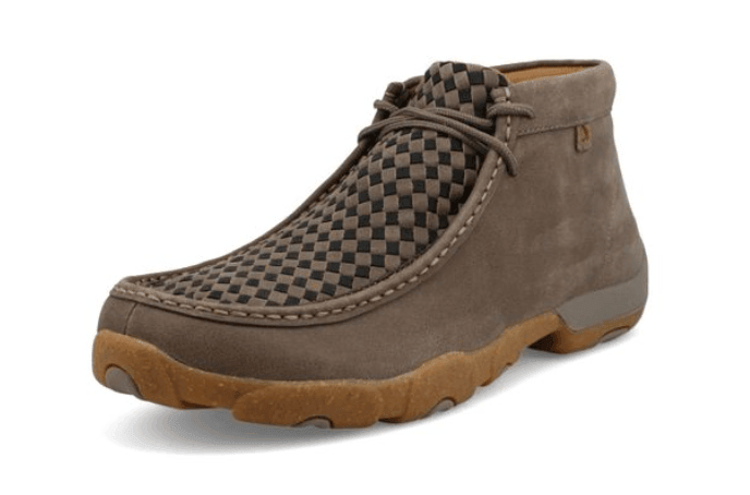 Twisted X Men's 4" Chukka Taupe Grey & Black Basketweave Leather Driving Moc Shoe MDM0097