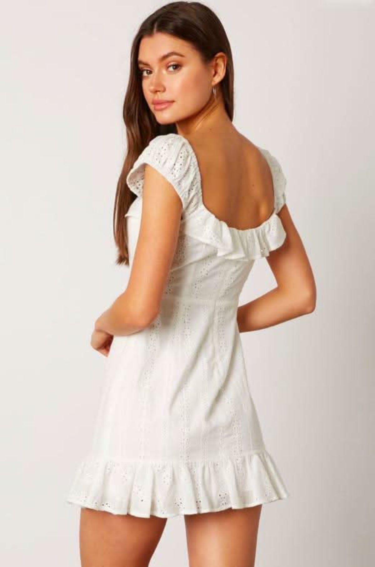 All You Give White Eyelet Hook & Eye Mini Dress