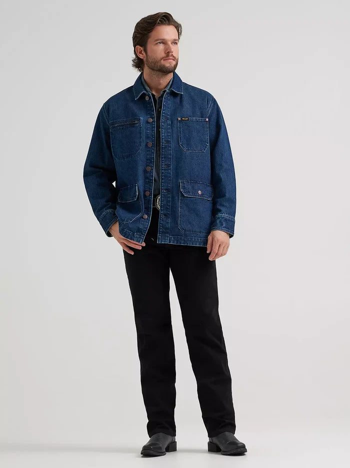 Wrangler Men's Dark Wash Denim Unlined Chore Jacket 112382010