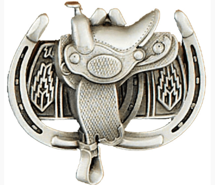 Youth Saddle & Horseshoes Belt Buckle G-1964