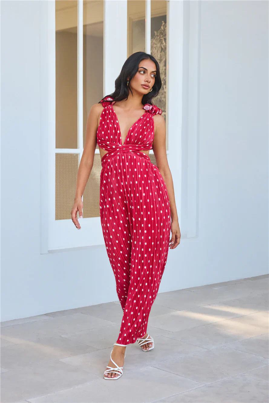 Romance Here Plisse Maxi Dress Red