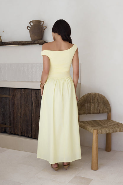 Days Of The Sun Off Shoulder Maxi Dress Yellow