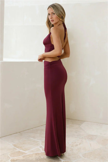 Lumia Halter Maxi Dress Plum