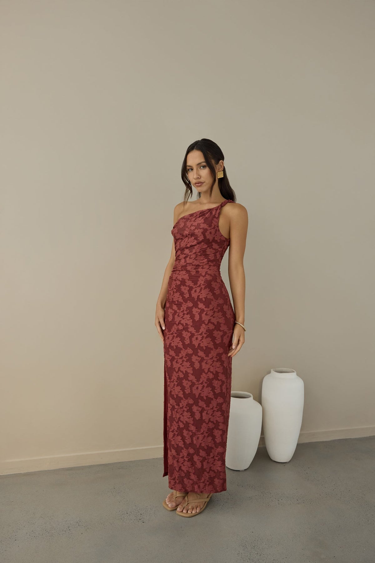 Breeze Of Pink Maxi Dress Wine