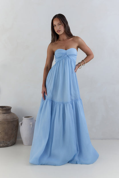 Unforgettable Style Strapless Maxi Dress Blue