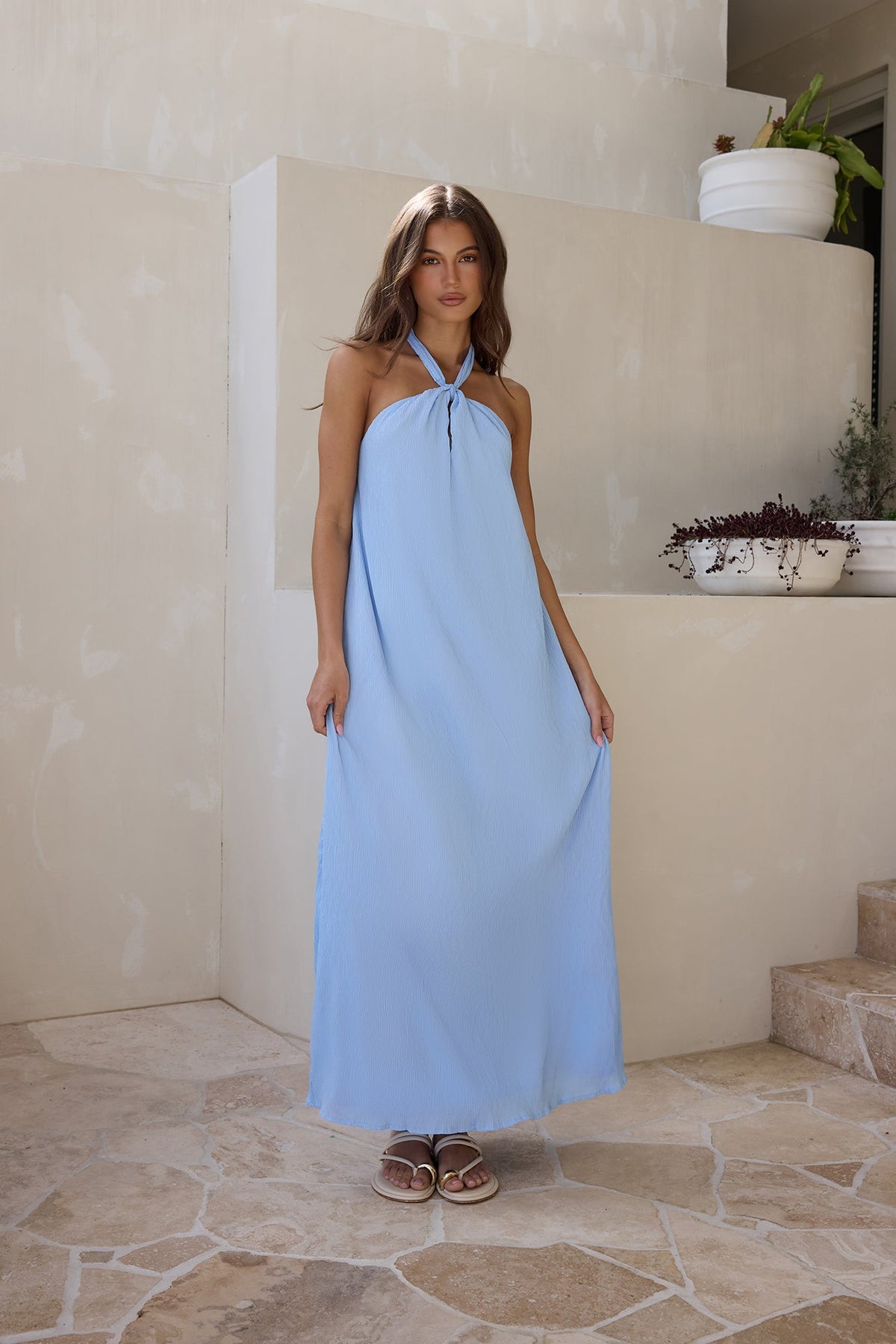 Isle Of Chic Halter Maxi Dress Blue