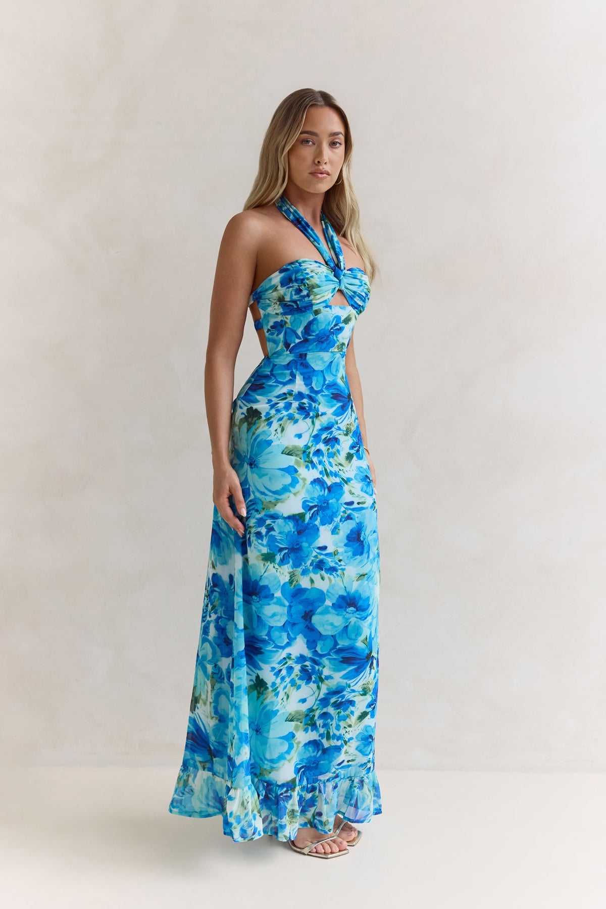 Volume Up Strapless Maxi Dress Blue