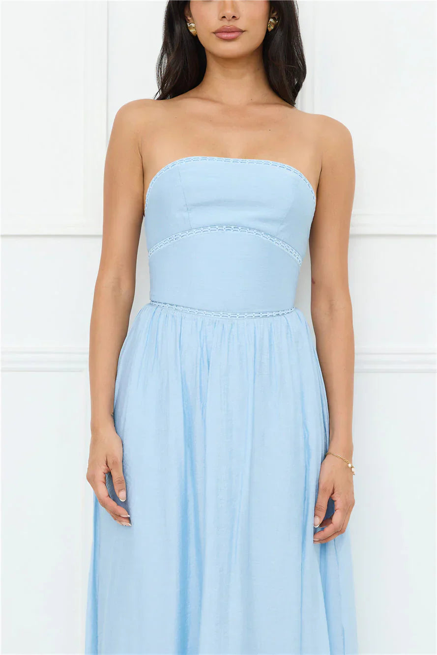 Luxurious Glow Strapless Maxi Dress Blue