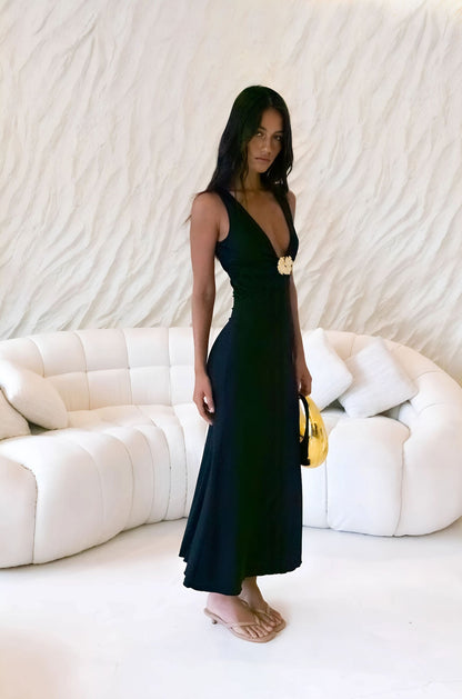 Coastal Caprice Maxi Dress Black