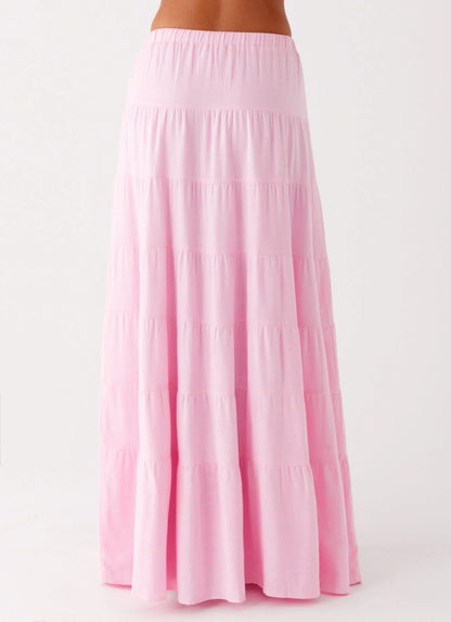 Mariella Linen Maxi Skirt - Pink