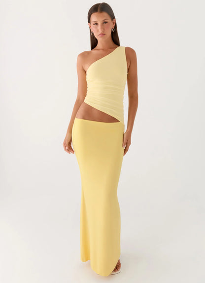 Seranella One Shoulder Maxi Dress - Lemon