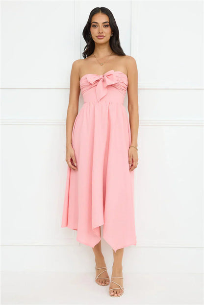 Saltwater Soul Strapless Midi Dress Pink