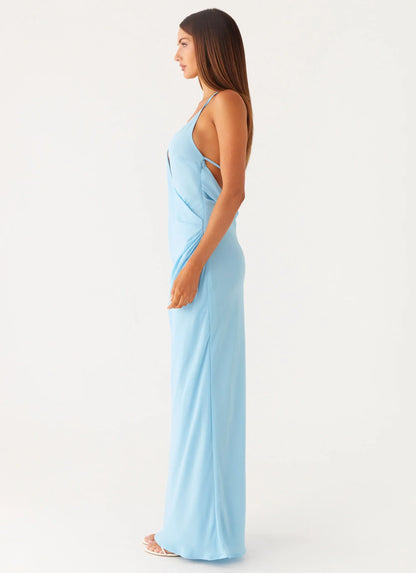 Just A Kiss Cowl Maxi Dress - Turquoise