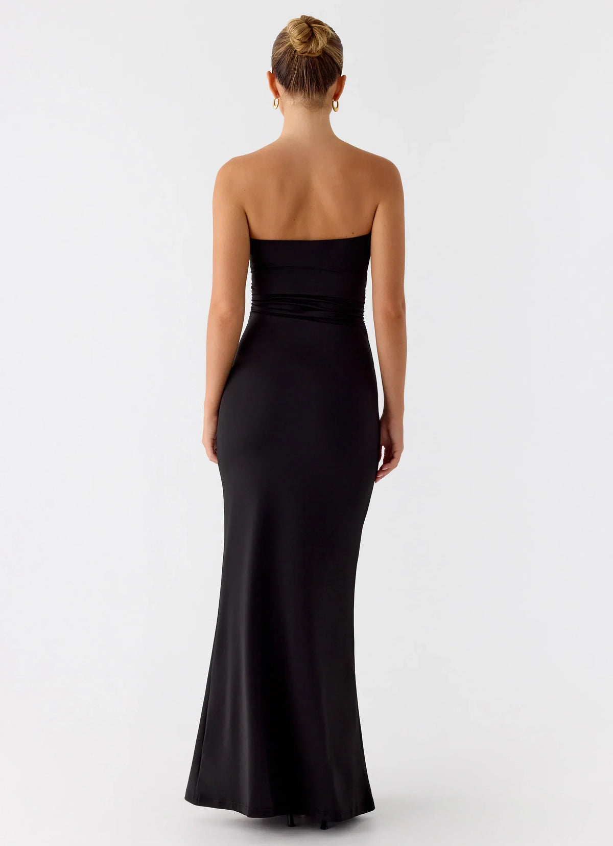 Metal Heart Strapless Maxi Dress - Black