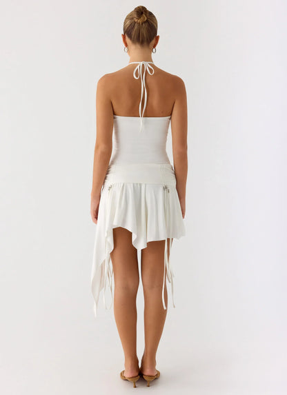 Khalida Jersey Halter Mini Dress - White