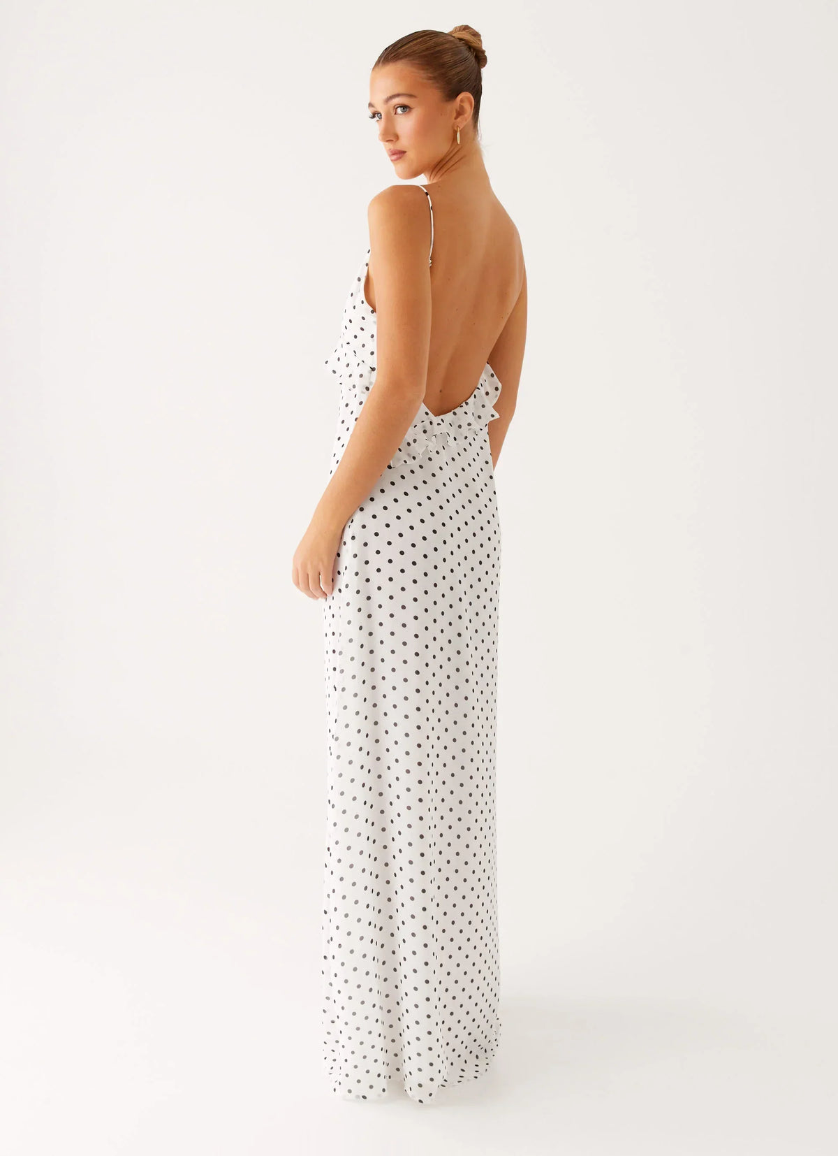 Harri Maxi Dress - White Polka Dot