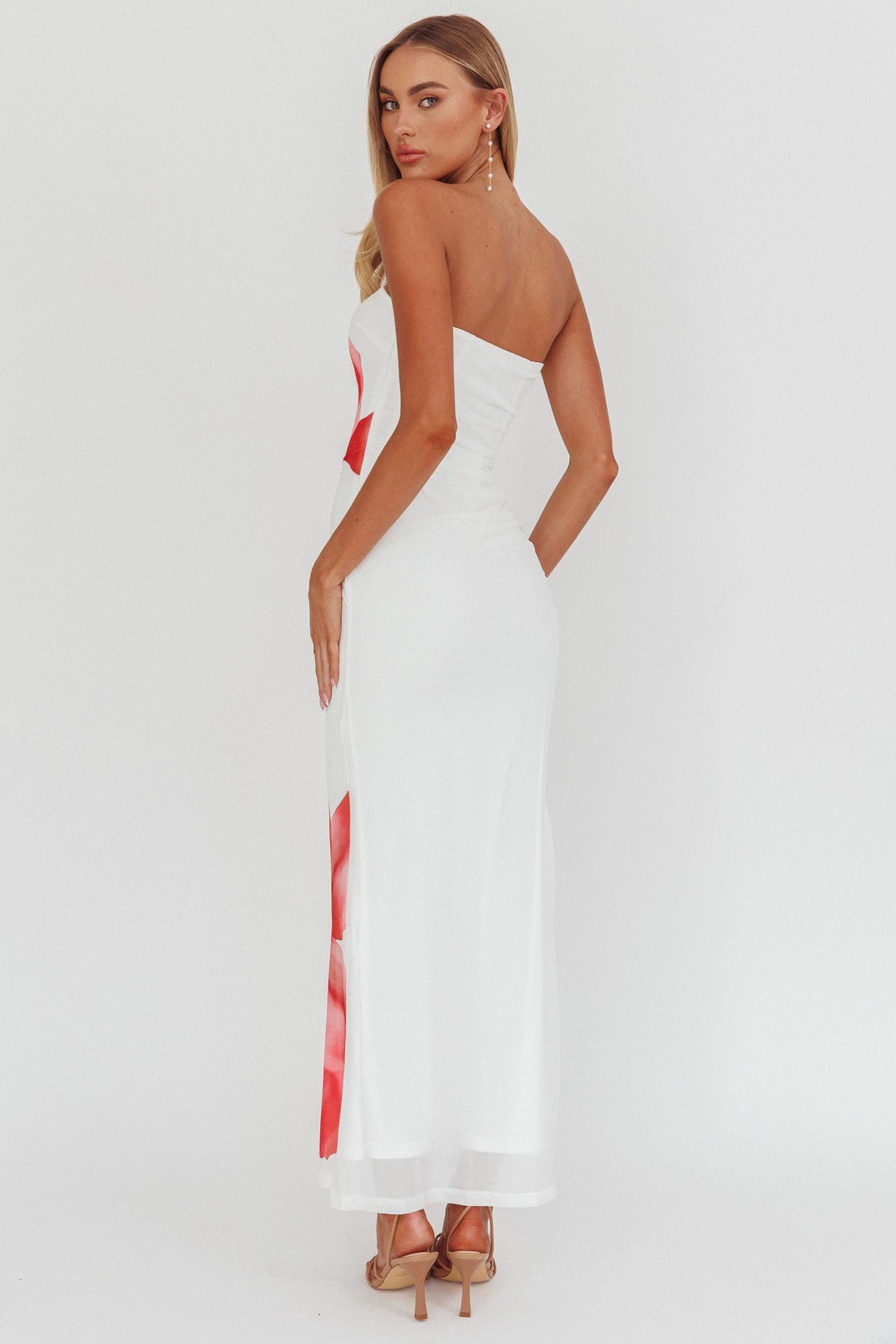 Truth Be Told Strapless Maxi Dress White