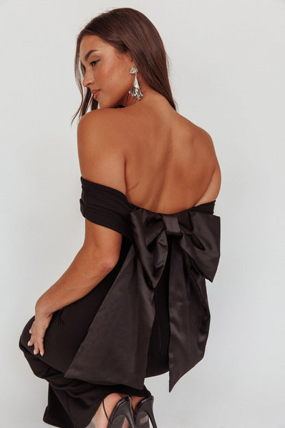 Dancing Queens Bow Back Maxi Dress Black