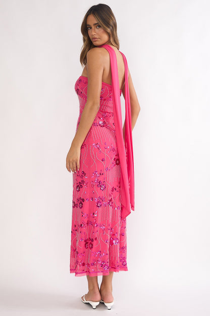 Jeremia Strapless Maxi Dress Sequin Plum