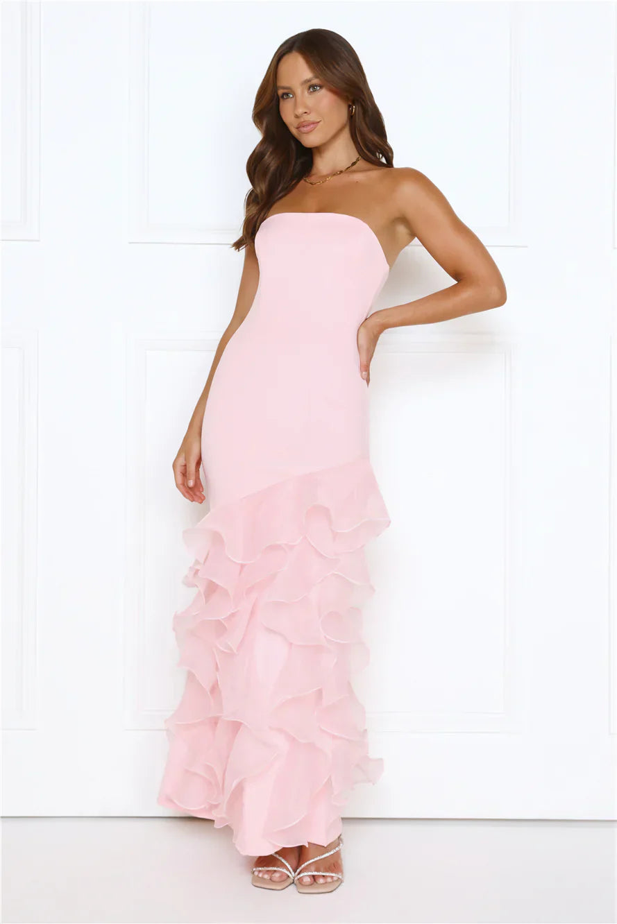 Lullaby Glow Strapless Maxi Dress Pink
