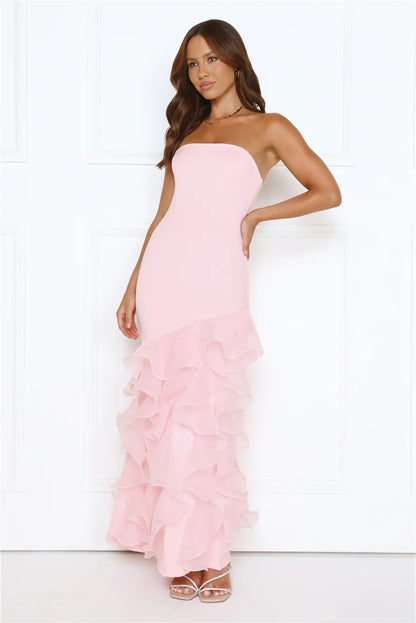 Lullaby Glow Strapless Maxi Dress Pink