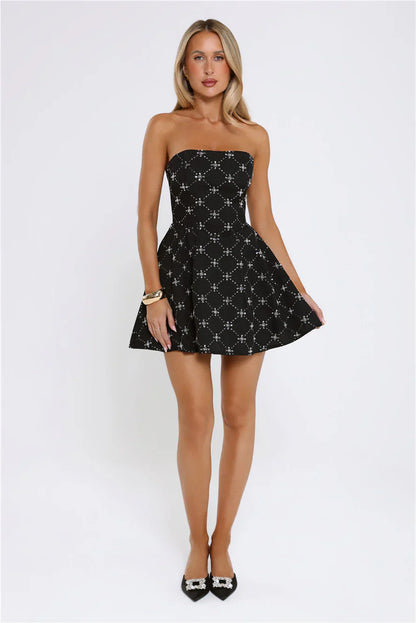 Private Jet Pending Strapless Mini Dress Black