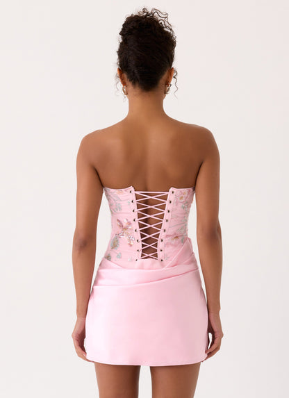Angelique Beaded Mini Dress - Pink Everbloom