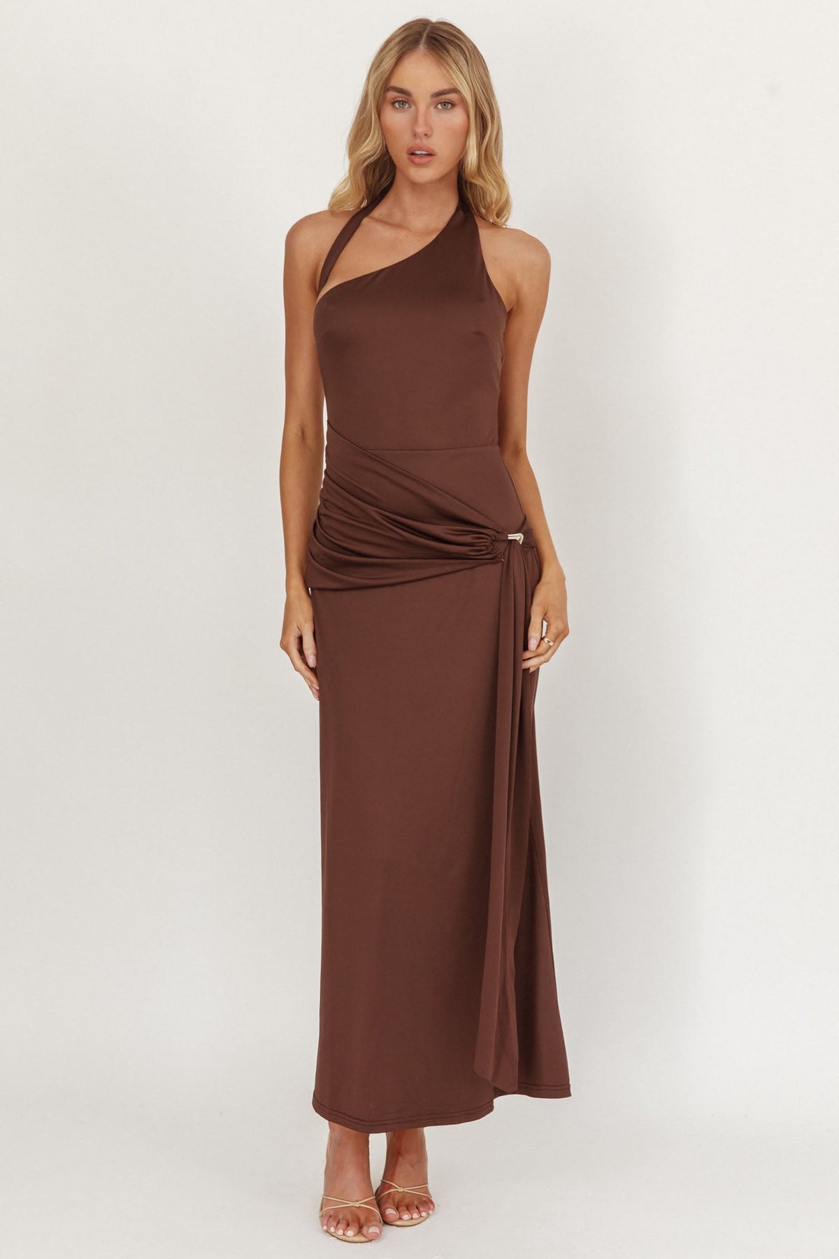 Kimbra Waist Sash Midi Dress Chocolate