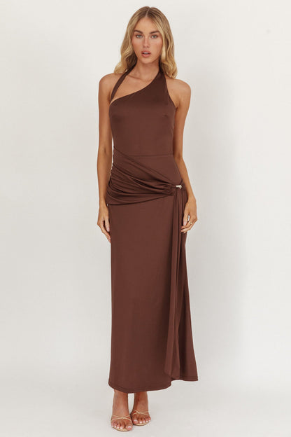 Kimbra Waist Sash Midi Dress Chocolate