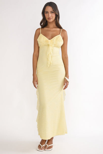 Sunspell Ruffle Trim Lace Maxi Dress Butter