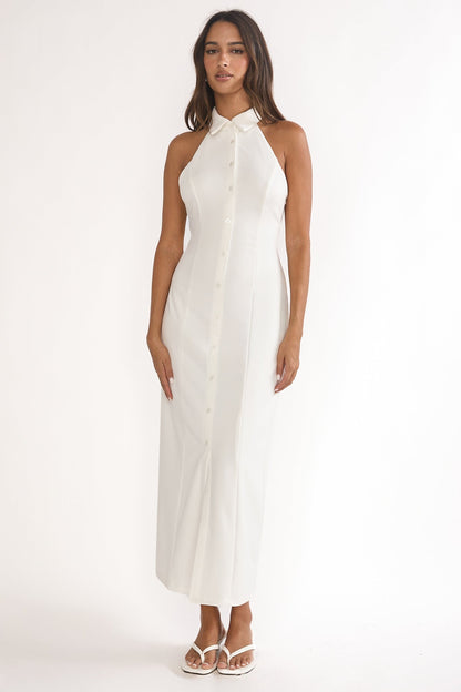 Esmarie Collared Maxi Dress White