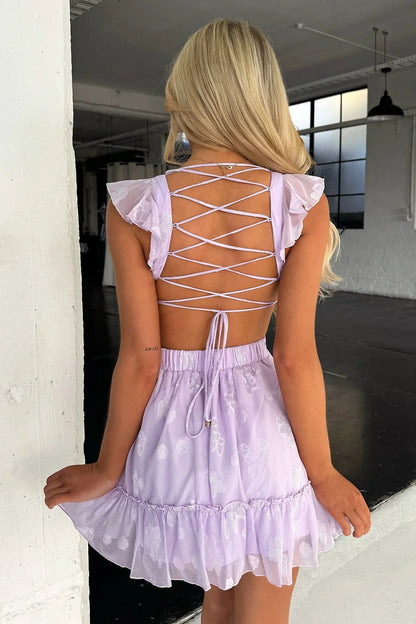 Deborah Cut Out Mini Dress - Lilac