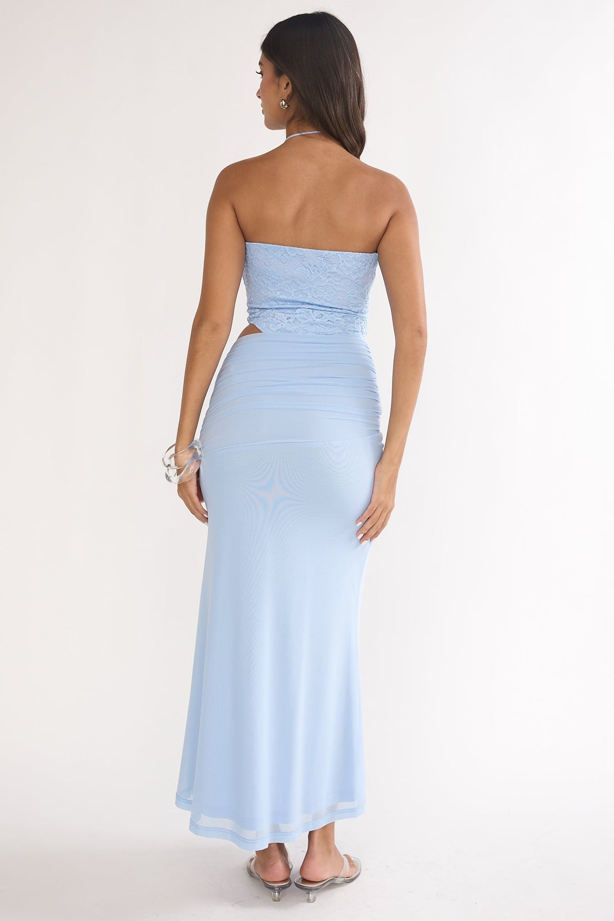 Truths Cut-Out Waist Ruched Maxi Dress Blue