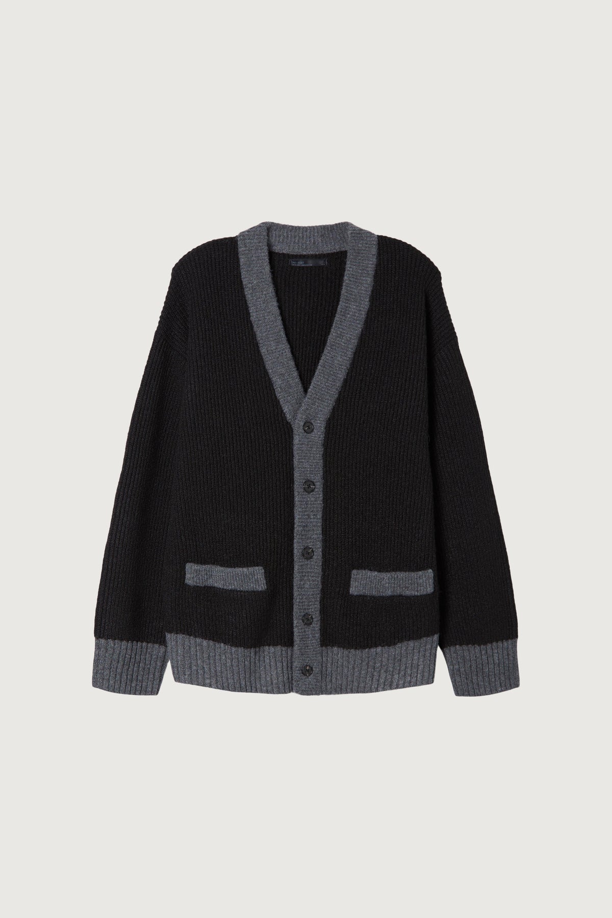 CONTRAST RIB BUTTON UP CARDIGAN