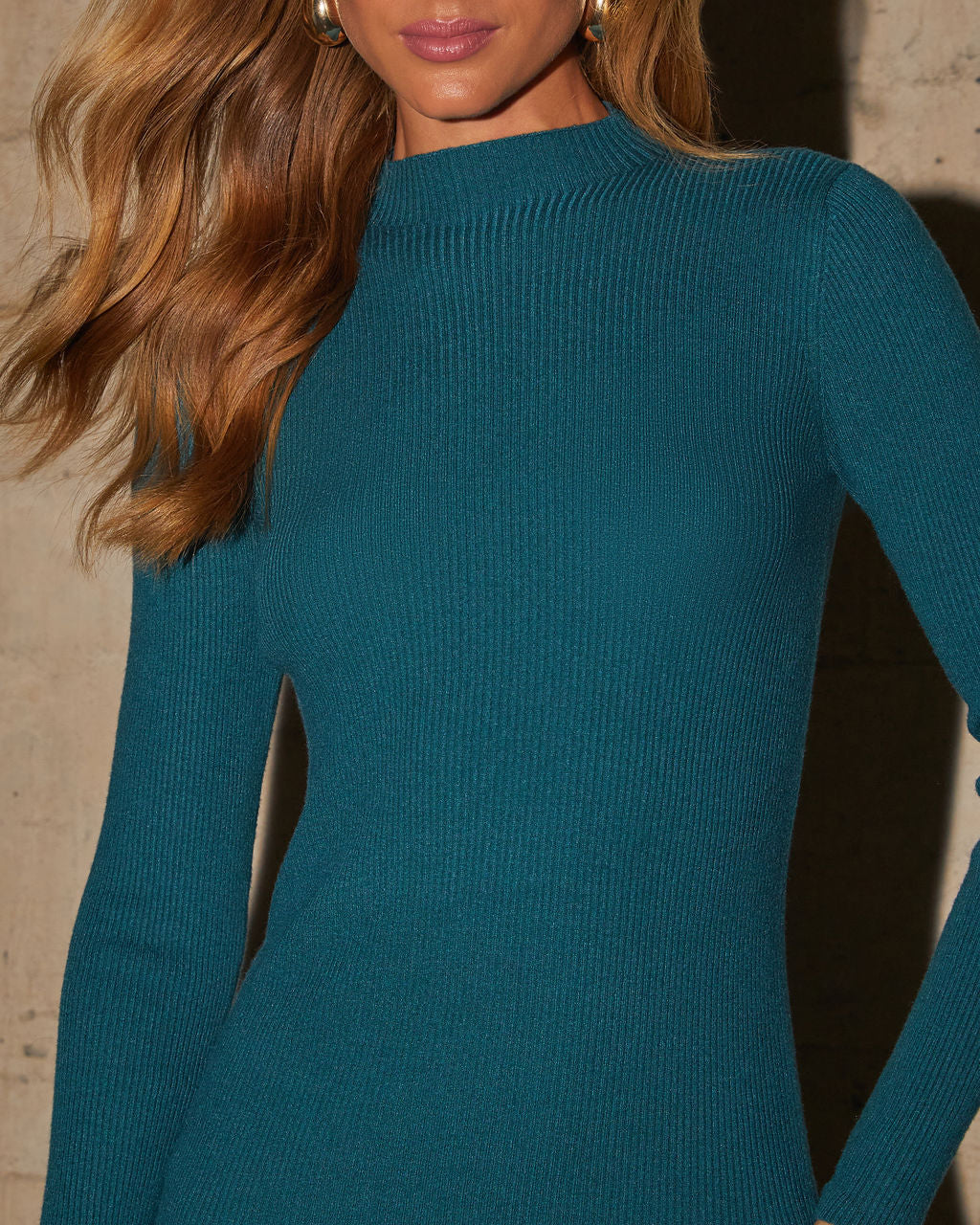 Essential Mock Neck Knit Midi Dress