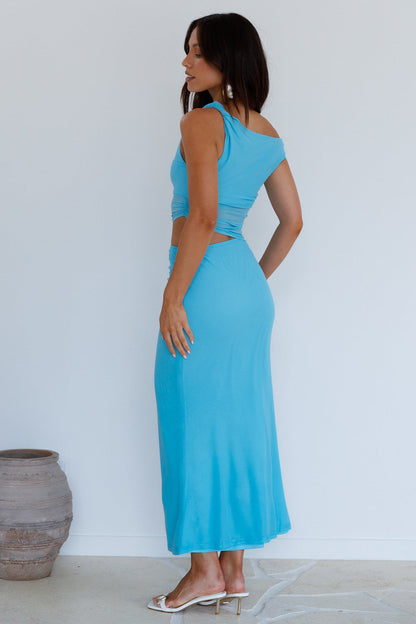 Summer Moon Off The Shoulder Maxi Dress Blue