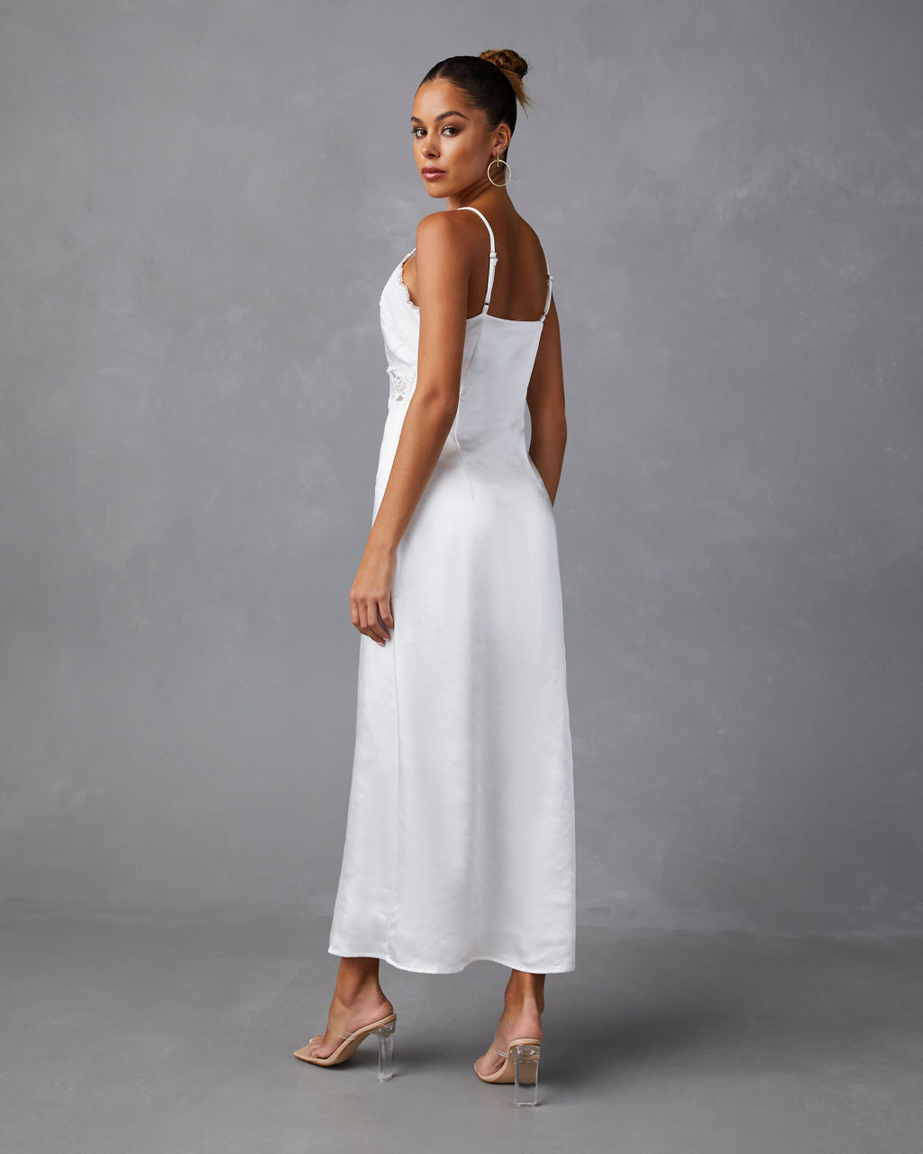 Therese Satin Lace Midi Dress