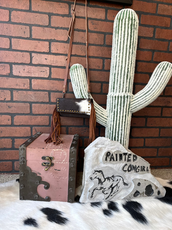 American Darling Hair On Cowhide Crossbody Wallet Purse ADBG553BRW-Painted Cowgirl Western Store