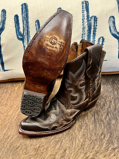 Circle G Women's Dark Brown Ankle Cowgirl Boot L5917-Painted Cowgirl Western Store